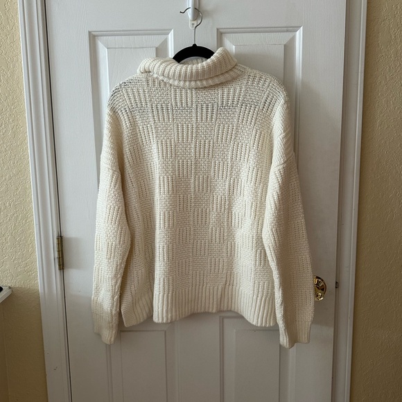 Madewell Checkered Turtleneck Sweater Antique Cream - Picture 6 of 8